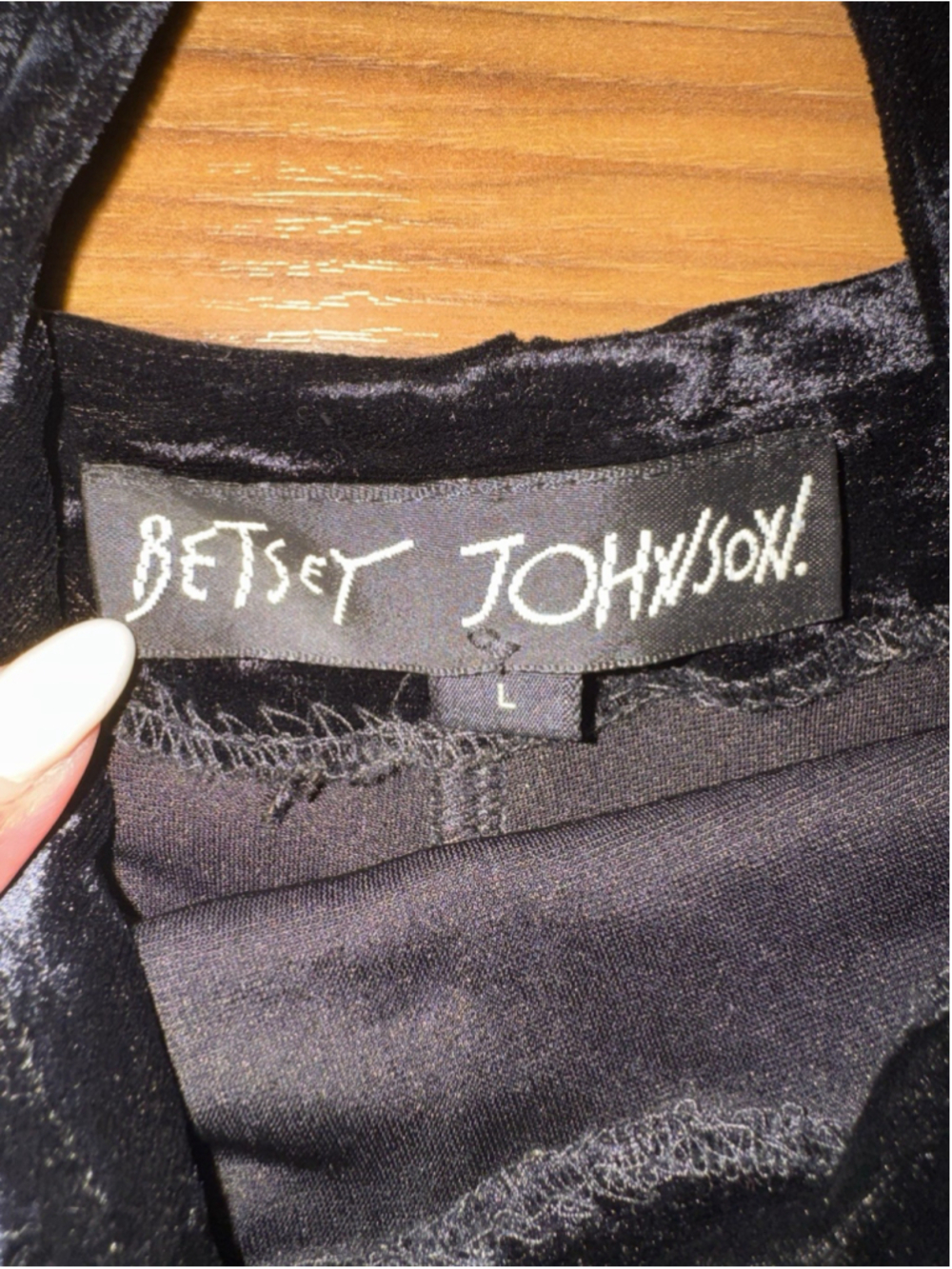 Vintage Betsey Johnson Black Crushed Velvet Mini Slip Dress L Goth Whimsigoth - Picture 6 of 9